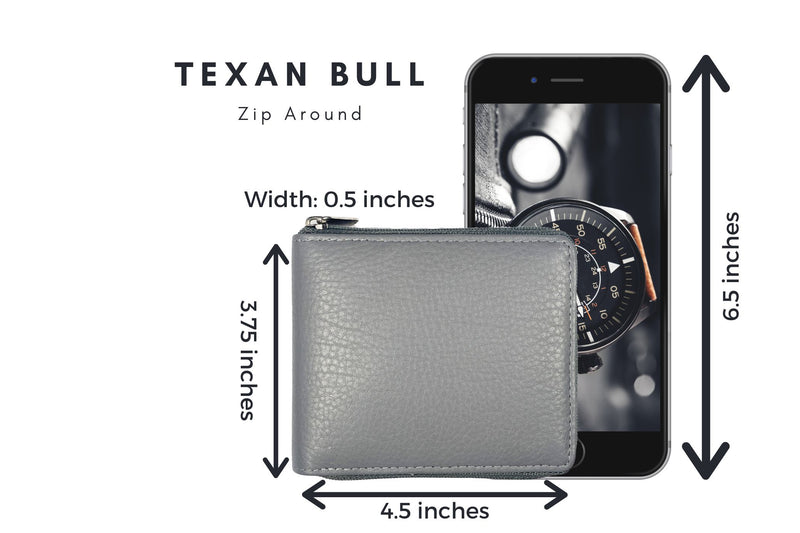 Bullz®  RFID Signal Blocking Zipper Mens Wallet TXB-RF5101