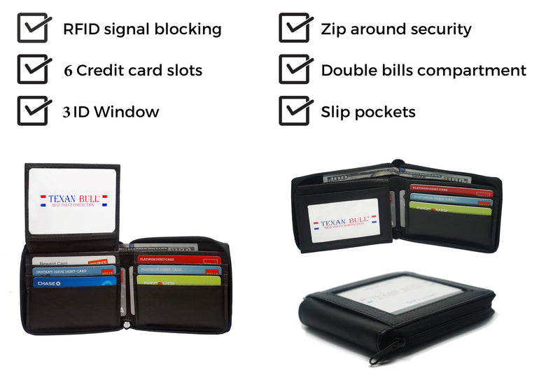 Bullz®  RFID Zipper Mens Wallet RF5104